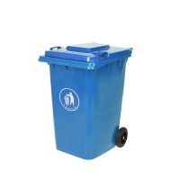 谋福1165 上海制定款式大垃圾桶环卫商用户外分类箱带轮子带盖方形(240L户外桶+轮+盖(蓝色款))(单位:个)