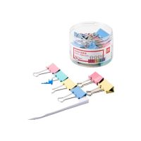 得力8553-3#彩色长尾票夹32mm筒装(混)24只/筒.