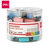 得力 8555ES 彩色长尾票夹 19mm 40只/筒 (单位:筒) 混色.
