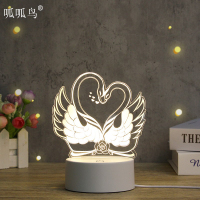 呱呱鸟 LED温馨暖光卡通亚克力喂奶送礼小夜灯情人节礼物生日礼物毕业季 白天鹅 七彩调光触摸款[电池仓]