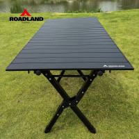 洛得兰德LD-JZ201户外系列精致露营铝合金可升降蛋卷桌野餐轻量便携式桌子 黑色 中号-301