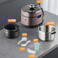 美的(Midea)0涂层电压力锅家用高压锅5L双胆IH电磁8分钟快速菜预约智能浓香电饭煲中途加菜S582N