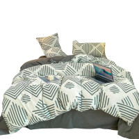 浪莎亲肤磨毛四件套- 简格绿 LSMM001