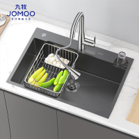 九牧(JOMOO)不锈钢手工枪灰水槽厨房洗菜盆大单槽06300-AZ-1