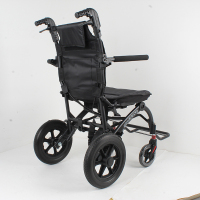德洋 手动轮椅车DY-Q01T-12碳钢+人体工学座板带拉杆+黑PU