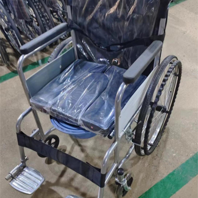 金寿堂 功能轮椅 喷塑坐便实心胎 便桶 SYIV90-JS01