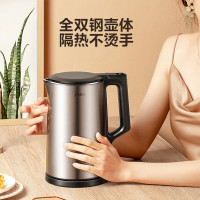美的(Midea)电热水壶家用1.7L大容量烧水壶双钢防烫防干烧热水壶316不锈钢内胆电水壶MK-PJ17A01