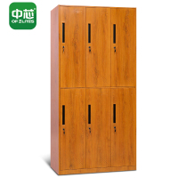 中芯六门更衣柜挂衣柜木纹转印枫木色储物柜寄存柜900*500*1850mm