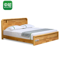中芯木质床1.8米双人床现代简约卧室公寓床 原木色