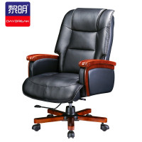 黎明 办公家具办公椅升降旋转椅可躺大班椅人体工学老板椅皮艺实木脚电脑椅