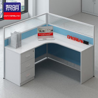 黎明 办公家具职员办公桌屏风卡座工作位员工位实验室电脑桌转角L字型单人位1200*1400*1100mm