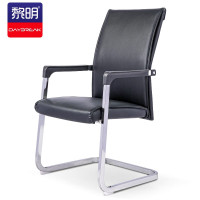 黎明 办公椅电脑椅弓形会议椅皮椅子弓架培训学习椅会客洽谈班前椅黑色