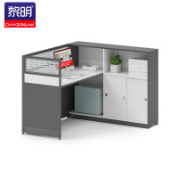 黎明屏风办公桌员工桌职员工位桌工作台电脑桌灰白色1500*1400*1100mm