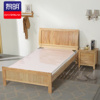 黎明 实木床单人床职工公寓宿舍木床原木色1.2米床+1个床头柜+5cm床垫