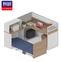 黎明 职员办公桌现代简约屏风工位实验室电脑隔断带侧柜卡座桌带床