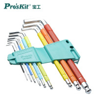 宝工Pro''''sKit 彩色加长球头内六角扳手套装,9件套,HW-230BL