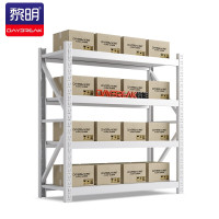 黎明 轻型货架置物架仓库储物架展示架多层资料档案铁架子四层每层承重180kg白色1200*400*2000 HJ-S01