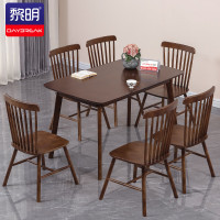 黎明 实木餐桌椅组合食堂餐厅饭桌经济型长方形餐桌一桌六椅