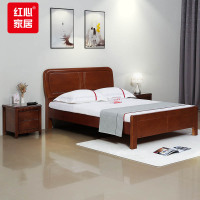 红心 实木床1.8米双人床现代中式床2000*1800mm+10cm环保床垫
