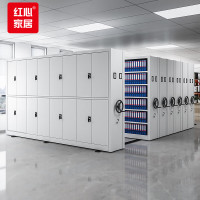 红心手摇款密集架移动式档案柜文件柜图书资料柜一列三节每立方米单价