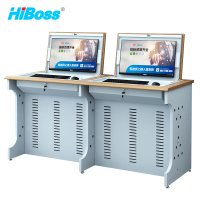 HiBoss 办公桌JHWJZ05钢木翻转桌电脑桌弓形脚双人微机桌