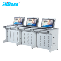 HiBoss 办公桌JHWJZ06翻转电脑桌弓形脚三人微机桌