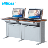 HiBoss 办公桌JHWJZ08豪华升级版双人位微机桌员工桌钢木翻转桌