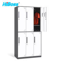 HiBoss更衣柜拆装薄边铁皮柜储物柜员工柜鞋柜六门更衣柜0.8mm加厚款