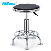 HiBoss 升降吧台椅酒吧前台转椅实验室圆凳吧台凳黑色皮质双圈脚钉款