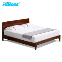 HiBoss实木床JHSC09家用单人床1.2米公寓床橡胶木胡桃色