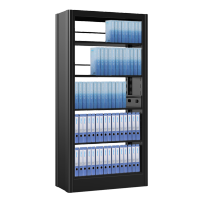 HiBoss 钢制书架JHDSM05图书馆书架双面1列1组五层磨砂黑