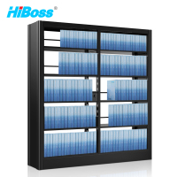HiBoss 钢制书架JHDSM06图书馆书架双面1列2组五层磨砂黑