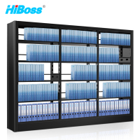 HiBoss 钢制书架JHDSM07图书馆书架双面1列3组五层磨砂黑
