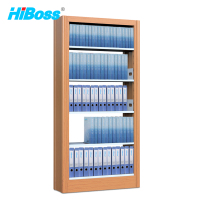 HiBoss 钢制书架JHDSM17单面1列1组五层黄色木纹转印