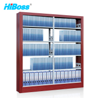 HiBoss 钢制书架JHDSM26 单面1列2组五层红色木纹转印