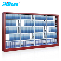 HiBoss 钢制书架JHDSM32双面1列4组五层红色木纹转印