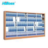 HiBoss 钢制书架图书馆书架资料收纳架子 单面1列4组五层黄色木纹转印