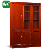 中芯办公家具木质文件柜贴木皮办公资料档案柜油漆柜员工柜左三门