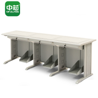 中芯双联钢制多媒体学习桌嵌入式翻转桌双人位1500*600*750mm