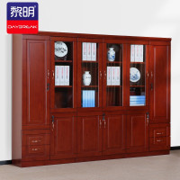 黎明 文件柜油漆实木贴皮资料柜玻璃门员工柜书橱六门JLGS14-3