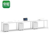 中芯办公家具三人位职员桌电脑桌白色带活动柜3600*600*750mm