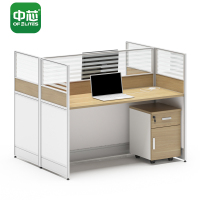 中芯办公家具原木色双人位屏风卡座简约工字型办公桌1400*1400*1100mm