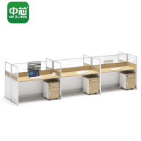 中芯办公家具原木色六人位屏风卡座现代职员办公桌3600*1200*1100mm
