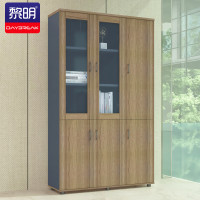 黎明办公家具文件柜高柜玻璃门书橱木质员工柜档案资料办公柜右三门