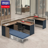 黎明办公家具屏风工位桌办公桌卡座F型双人位员工桌两人位 带床