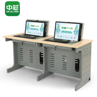 中芯双人位翻转桌钢制嵌入式电脑桌多媒体教室学习桌1600*600*750mm