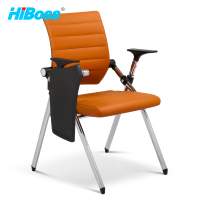HiBoss 活动扶手折叠培训椅学习会议椅透气网布椅电脑椅脚钉款带写字板