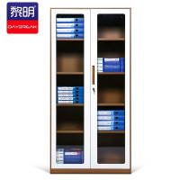 黎明 文件柜铁皮柜档案柜资料柜办公室员工柜带锁储物柜咖白加厚0.8mm通玻璃柜