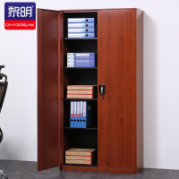 黎明 钢制文件柜铁皮柜资料档案柜带锁储物员工柜子通门胡桃木纹转印凭证柜加厚款