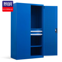 黎明 工具柜车间工具收纳柜铁皮柜三层二抽 带挂板蓝色